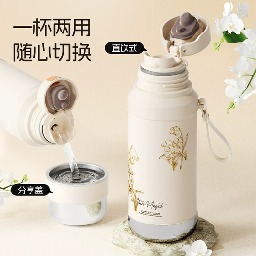 Vanow保温杯女生2024新款高颜值陶瓷内胆定制刻字礼物泡茶水杯子