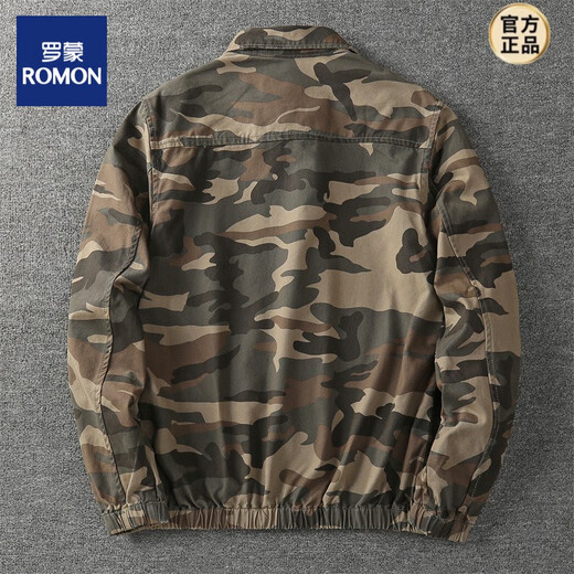 ROMON spring and autumn American business casual youth lapel jacket men's outdoor workwear washed cotton versatile top black (single layer) M 120-138