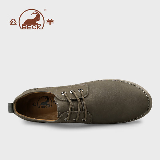 Ram leather shoes for men spring and summer breathable genuine leather men's shoes soft sole lightweight business casual shoes for men khaki 41