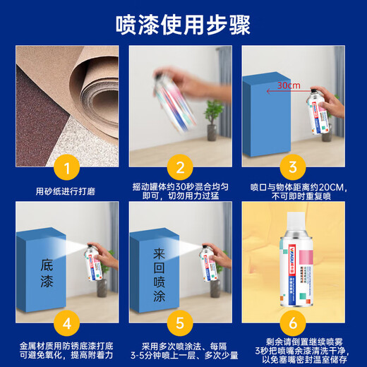 VIKAGU hand-operated self-spraying anti-corrosion and anti-rust paint metal paint scratch repair and color change DIY graffiti 350ml NO.39 black