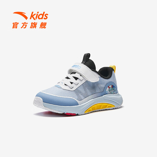 Chaussures pour enfants Anta Sneakers pour enfants Chaussures garçons 2025 Printemps Nouveau produit Bouton têtu amortissant Arch Foot Running Chaussures [garçons] Dust Bleu / Sun Blue / Anta White-2 30
