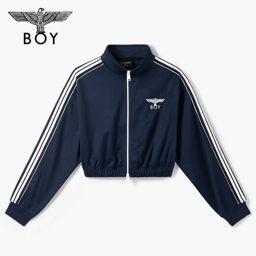 
BOY LONDON25 new autumn women's half-high neck contrast striped slim sports jacket W12004 Navy Blue XS
