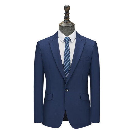 Easy care solid color 80% wool suit business professional youth suit jacket men's formal wear student graduation light blue regular 180A suit trousers live waist 85 cm