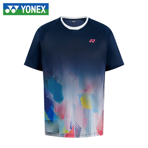 尤尼克斯（YONEX）25新款羽毛球服男款短袖速干大赛服网球比赛团购印字 男士短袖110155BCR-756珍珠蓝 XL