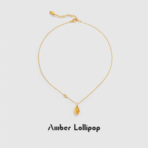 Amber Lollipop Wang Yuwen's same style crystal necklace women's pendant clavicle chain anniversary birthday gift for girlfriend and wife yellow (liuguangzhijing series)