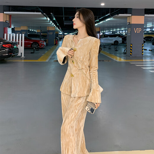 Pier Cardin Pequeño traje informal de fragancia para mujeres en la primavera y otoño de la moda europea pantalones de pierna ancha de dos piezas