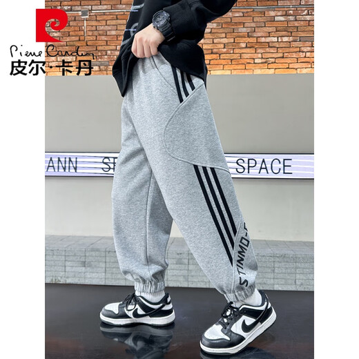 皮尔卡丹（pierre cardin）儿童装男童裤子春秋款2025新款大童春装休闲男孩春季运动长裤潮酷 9925黑色 140 cm