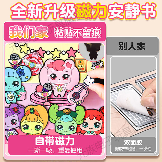 El maravilloso y lindo y lindo libro magnético de Yuan Magnetic Book Girl's New Style Girl sin cortar Magnetic Cixi Sticker Iron Stone Toys Store Manager Color láser [10 estilos magnéticos] Magnético