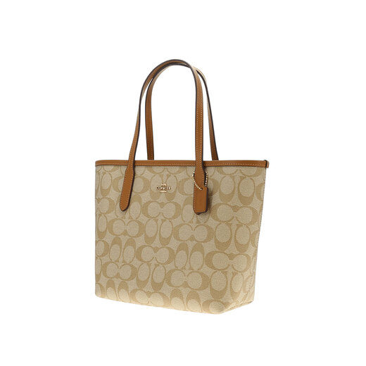 CoaCH (COACH) CITY 23 Classic Letter Printed Tote Bag Women's One-Shoulder Handbag Valentine's Day Gift Light Khaki Color Block CN733IMNLJ