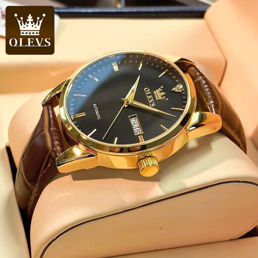 
OLEVS (OLEVS) Top 10 Swiss certified watches for women fully automatic mechanical watches for simple temperament for women watches for wife gifts [upgraded version] 6629 men-brown leather black face