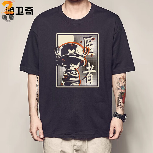 Liuyu 2025 new One Piece Luo Luffy T-shirt men's cotton short-sleeved Sanji white beard Ace Chopper peripheral clothes White F1283 Zoro S
