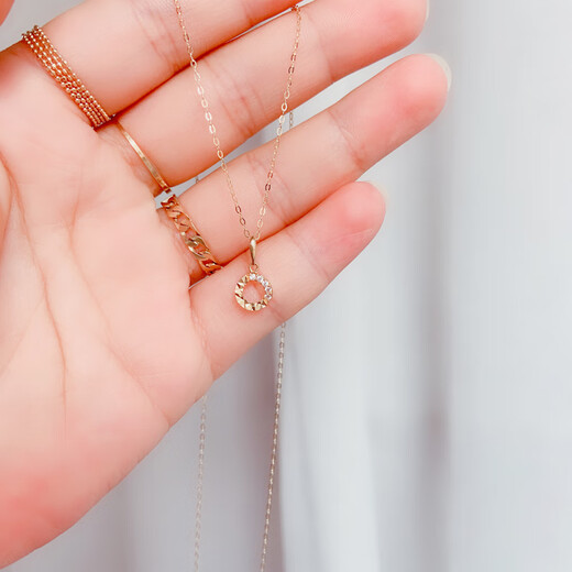 DYN South Korea imported pure 14K gold pendant for women with faceted hollow donut small ring k gold clavicle chain pendant for women individual pendant