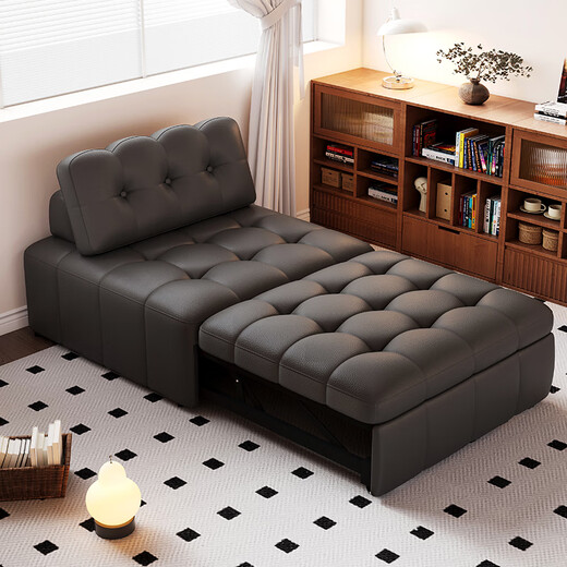 
Xinfu Qiaojiang Cream Style Folding Sofa Bed Singles Integrated 2025 New Puff Small Apartment Living Room Black Sofa Bed [Black/JD Logistics Direct Hair] 1.4-meter movable backrest sofa bed Cat Scratch/45D High-Elastic Sponge + Latex