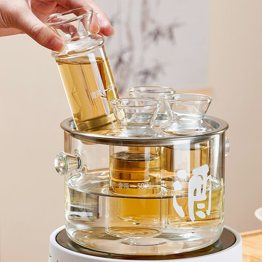 Huangsi wine warmer Chinese style heat-resistant glass yellow rice wine and white wine wine dispenser scalding wine pot and wine boiler can heat the wine warmer wine warmer one cylinder four pots