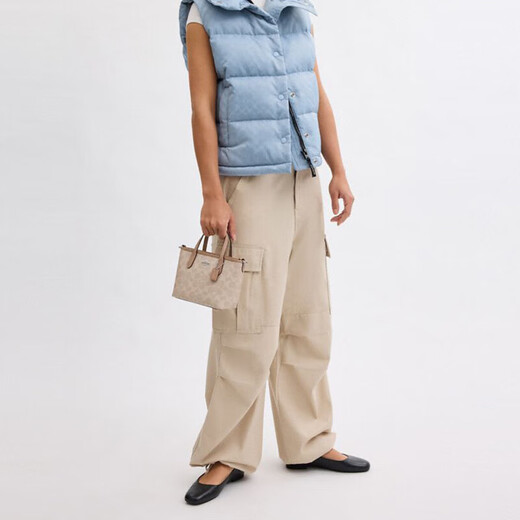 COACH Valentine's Day Gift Women's Small Shoulder Crossbody Bag city15 Tote Bag PVC with Leather as a Gift for Girlfriend CW032SVPWH Milk Brown