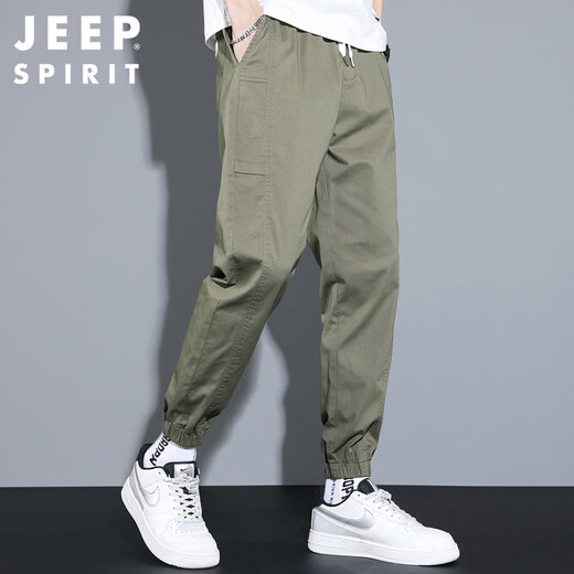 JEEP SPIRIT吉普裤子男春夏季男士休闲裤男裤薄款束脚工装九分裤潮流运动裤
