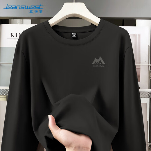 JEANSWEST Jeans West long-sleeved t-shirt men's spring and autumn pure cotton simple all-match men's bottoming shirt loose all-match men's top