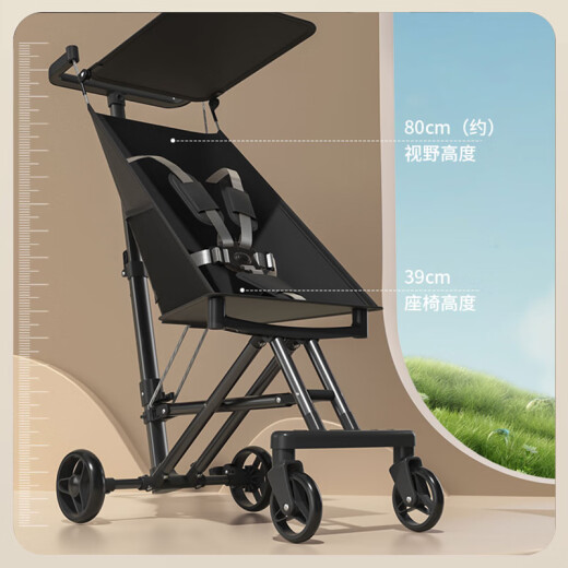 JOT TMM Baby Walking Artefakt Leichter Taschenwagen kann für den Kinderwagen ein Klick-Kartierstation Wagon Baby-Schieberartefakt [Fuyao Black] NEUES Upgrade One-Click Folding verwendet werden