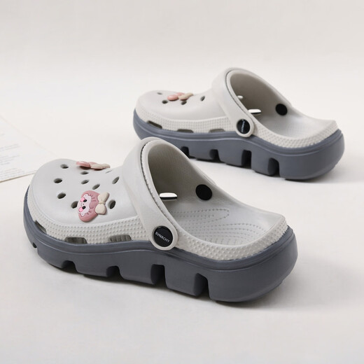
OPCROSS thick-soled hole shoes for women in summer versatile anti-odor and anti-slip nurse bag-toe slippers wearing sandals soft-soled beach shoes lead white cherry shoes 37 standard sports shoe size