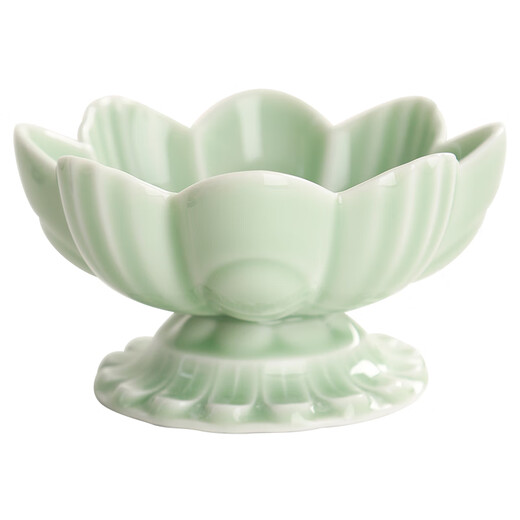 Bamboo Mingtang Lotus Tall Plate Ceramic Household Refreshment Plate Bergamot Tray Dried Fruit Plate Japanese Simple Dessert Plate Dessert Plate Lotus Tall Fruit Plate Light Green
