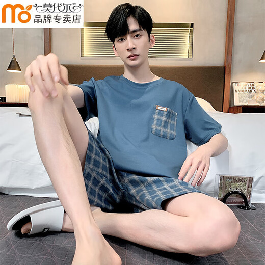 Modal Summer Herren-Pyjama-Herren-Kurzärmel-Shorts für Jugendliche Sommer dünn lässiger und können außerhalb von Heimkleidung HD9928 XL 120-140jin tragen [Jin gleich 0,5 kg]