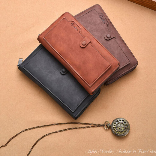 Tenggexiang portefeuille pour portefeuille pour portefeuille long portefeuille sac d'identité de grande capacité portefeuille multicard portefeuille cadeau de la fête des pères marron foncé