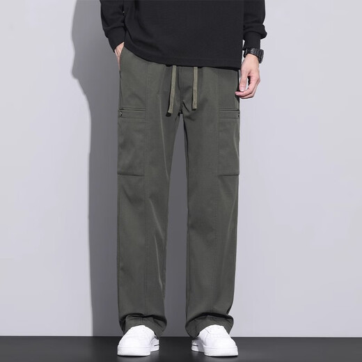 ROMON American fashion brand work pants men loose straight autumn and winter paratrooper pants 2025 spring and autumn new sports casual pants men 9856 black regular L size suitable for 110-130Jin [Jin equals 0.5 kg]