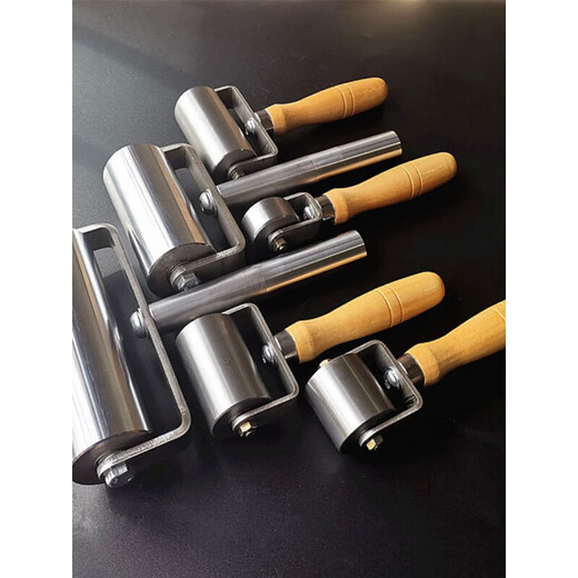 
XMSJ stainless steel press wheel double bearing solid press roller waterproof roll leather press iron roller self-adhesive sticker exhaust bubble 5cm stainless steel press wheel (about 695 grams metal handle D4