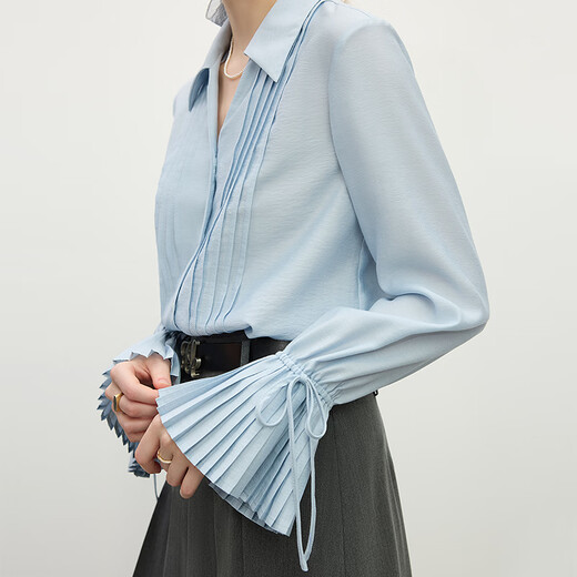
Fan Silan En Nanfa Qianjin French Design Shirt Women's 2025 Spring Clothing Korean Style Pink V-neck Shirt 11150 Sky Blue XL