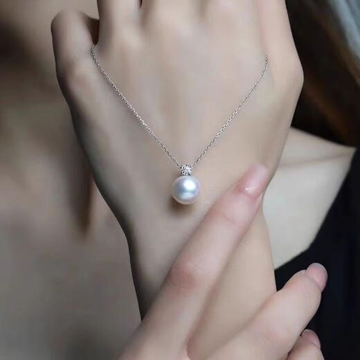 Yage 925 silver Princess Australian white pearl pendant for women with diamonds Princess Diana pearl clavicle chain pendant French light luxury fashion 12mm cold light Australian white temperament goddess