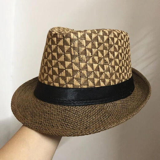 Muxiaduo top hat men's top hat trendy Korean style sun hat summer thin hat men's summer sun hat outdoor sun protection jazz triangle coffee adult one size 58cm