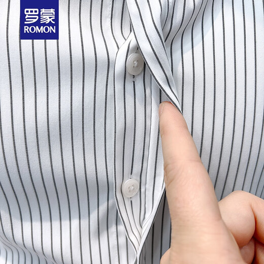 罗蒙（ROMON）短袖衬衫男条纹商务痞帅衬衣夏季修身韩版潮流休闲免烫抗皱衬衣男 白色短 袖 228 XL 120130斤