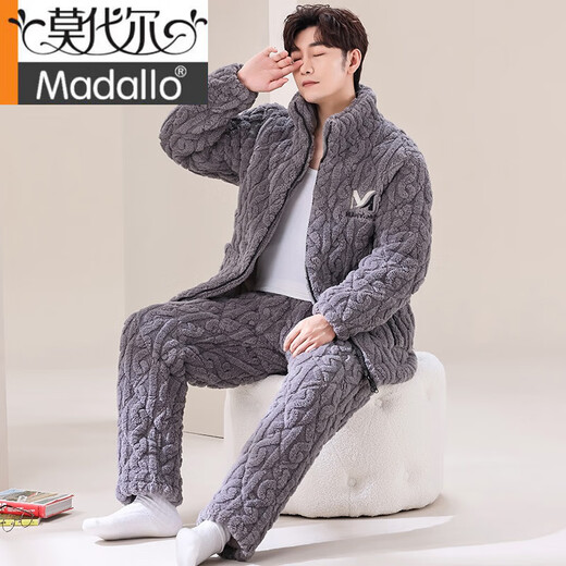 Modal's New Men's Autumn e Invierno de algodón de otoño de tres capas de algodón Coral Velvet más Velvet Flanela engrosada Ropa para el hogar