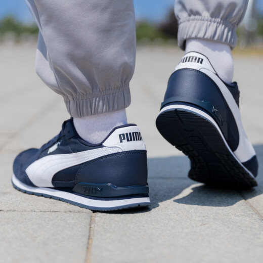 彪马（PUMA）男鞋女鞋 2025秋季新款低帮运动鞋轻便透气跑步鞋复古休闲鞋子男 384857-02/ 午夜蓝-彪马白 35.5