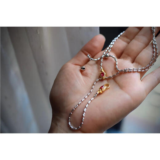 Li Shen s925 sterling silver natural ruby tanzanite snake chain adjustable pull-out necklace light luxury niche ruby snake universal chain