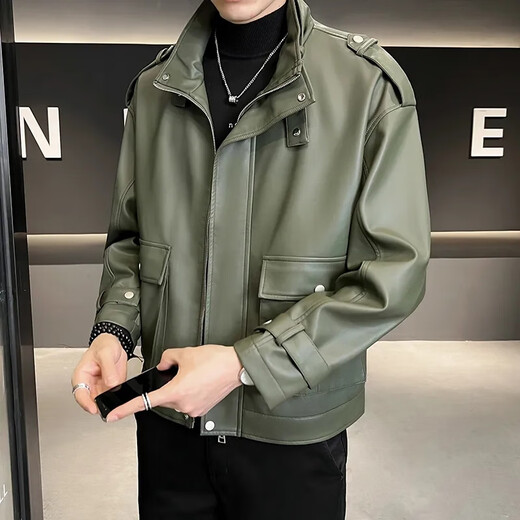 JEEP SPIRIT品质新款感皮夹克外套男帅气潮流美式复古机车春秋真皮皮衣男看 9901黑色 3XL 160~175斤