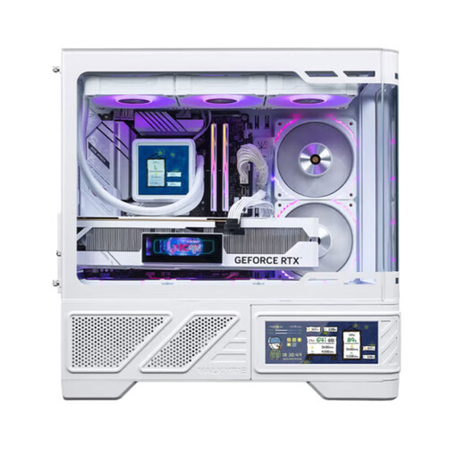 VALKYRIE VK03 LITE gaming case with display sea view room panoramic column-free touch screen ATX back plug 360 water-cooled 270 full view white game screen computer case VK03-M WHITE white 6.2-inch LCD touch screen