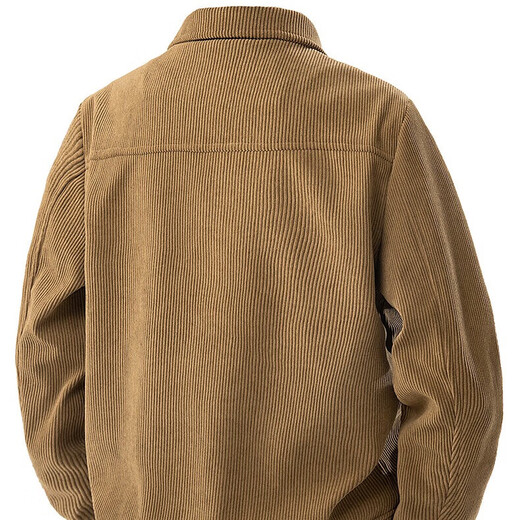 Cat Man Jacket Men's Spring and Autumn Jacket Corduroy Casual Lapel Lapel Trendy Workwear Top for Middle-aged and Young People Brown XL