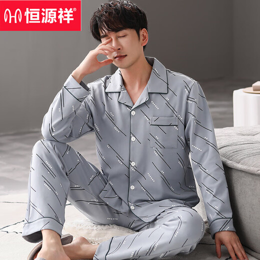 Hengyuanxiang pijamas para hombres mangas largas de algodón de primavera y otoño 2025 nuevo casual más grasa talla grande para ropa al aire libre