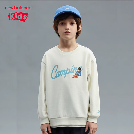 
newbalance nb children's clothing 25 years spring new products for men, women and children versatile casual long-sleeved round neck pullover sweatshirt 7ZF12043 7ZF12043-BK black 150 cm