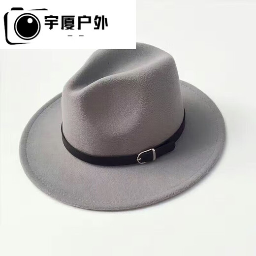Balsa núcleo oppenheimer sombrero para hombres y mujeres de otoño y invierno top de lana caballero jazz cinturón plano hebilla gris oscuro 57