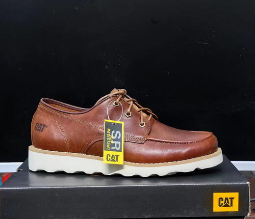 卡特 CAT男鞋秋冬新款真皮工装鞋高帮马丁靴短靴春夏男鞋休闲 低帮棕色 42