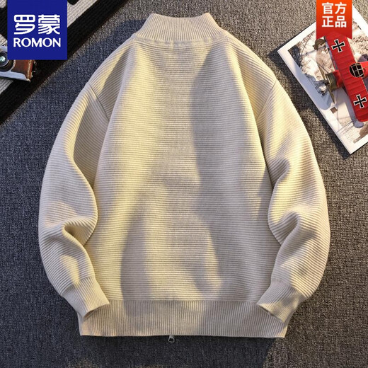 罗蒙（ROMON）针织衫外套男春秋季新款感潮牌简约立领上衣宽松休闲开衫毛衣 M1007军绿针织衫外套 2XL 2XL (约155-170斤可穿)