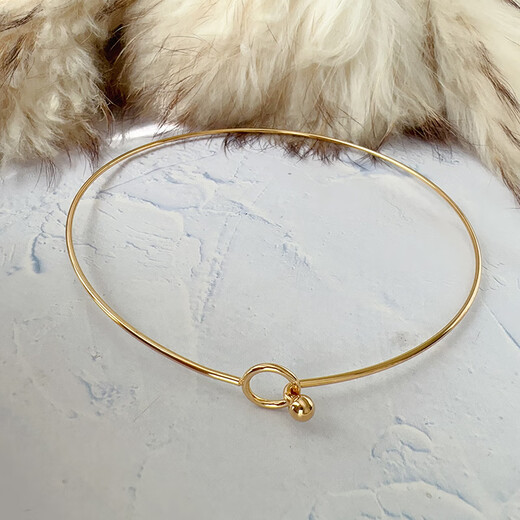 Pop collar women's high-end necklace new Chinese style necklace plated with 18K gold high-end short metal ring clavicle jewelry gold titanium steel collar