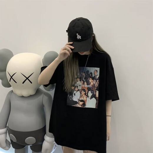 御仕达时尚短袖小众t恤女装潮ins港风体恤圆领印花上衣女夏 T1278白色短袖0 M
