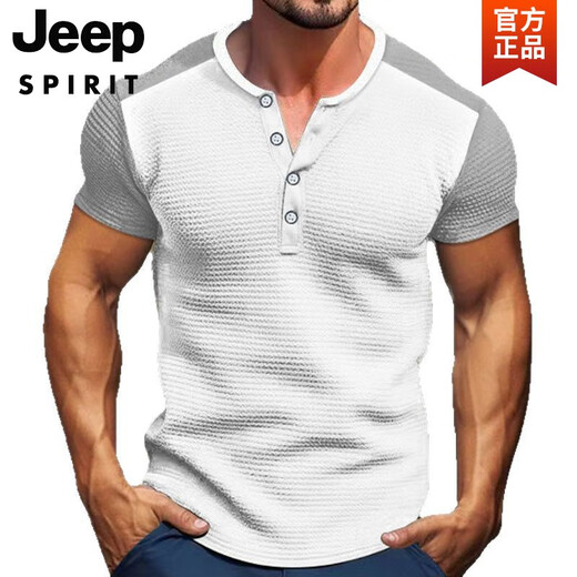 Jeep Spirit Workswear American rétro lourd poids confortable Henry Shirt ami kaji à manches courtes fitness dure