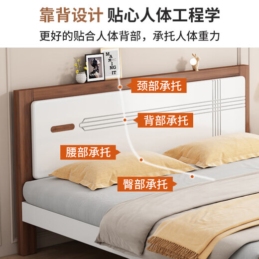Tiantongju upgraded bed board solid wood bed Nordic master bedroom 1.8m double bed 1.5m household economical wooden bed single elegant gray bed 1.5*2.0m