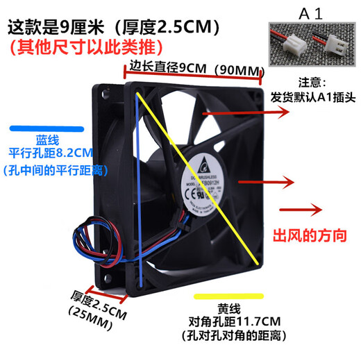 Danstini 7cm 8 cm 9cm12cm12v Industriekabinettkühlung Lüfterlüfterlüfter kleiner Auspuff Lüfter HXM671 14 cm Dicke 2,5 cm12V Hoch Luftvolumen