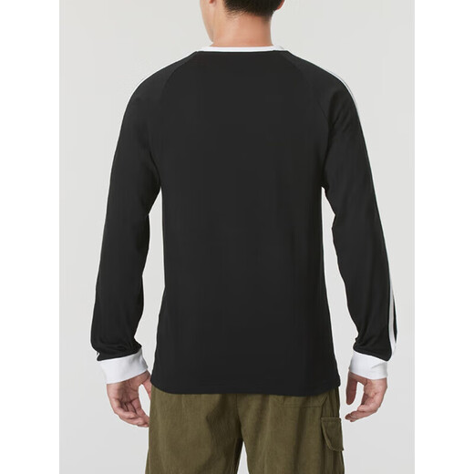 Adidas Clover Camiseta de manga larga Camiseta Hombres 2025 Autumn New Sportswear Round Neck Top Casual Top IA4877 Black XS