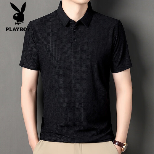 花花公子（PLAYBOY）品牌高档夏季薄款翻领短袖T恤中年男士宽松休闲POLO冰丝上衣男 9902卡其 S 165/84A